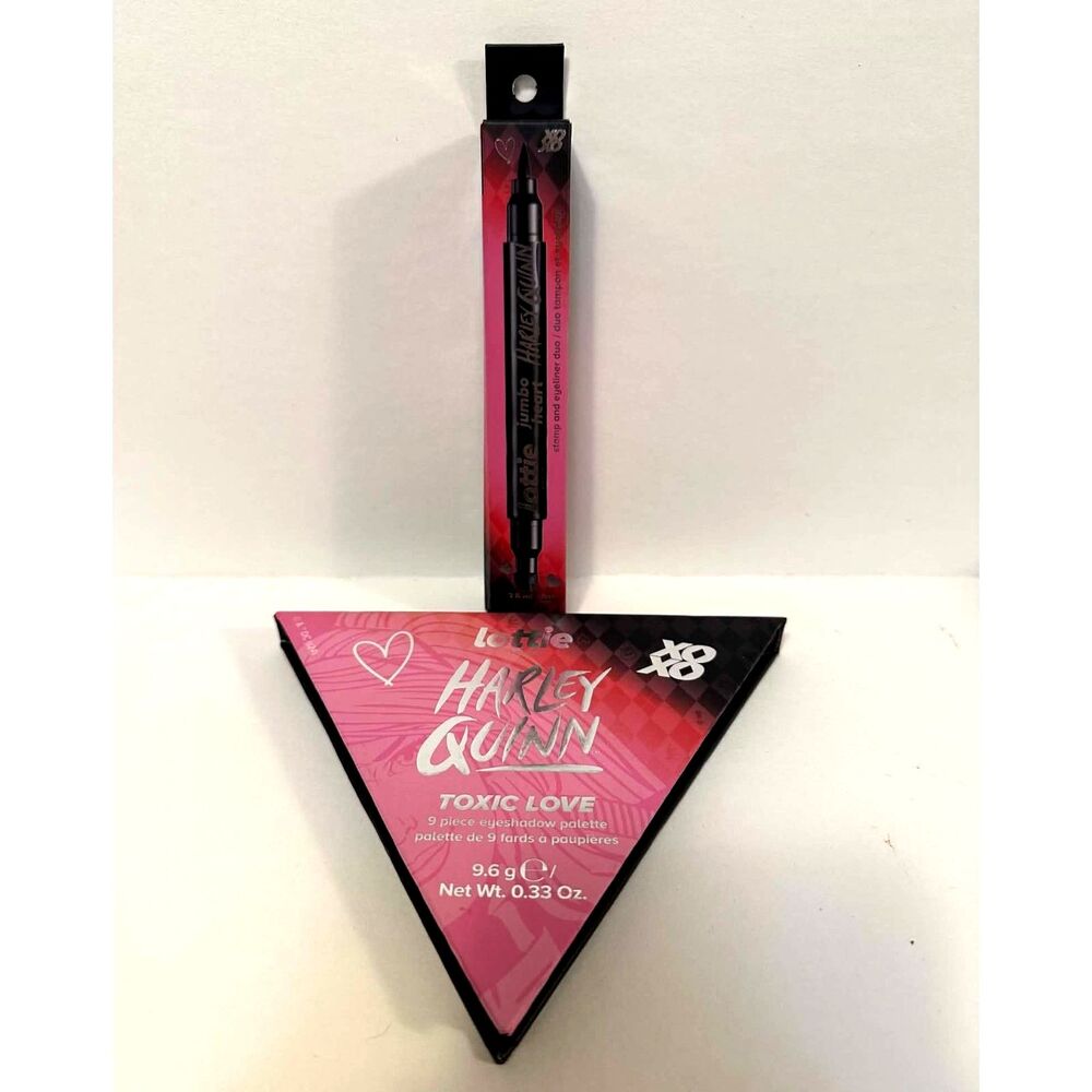 Harley Quinn 9 Piece Eyeshadow Palette And Heart Stamp  / Eyeliner Combo BLK NEW